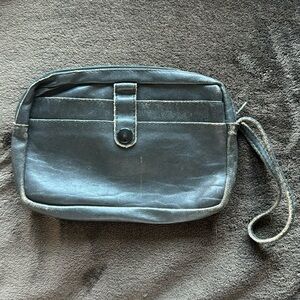 Vintage Black Leather Wristlet Wallet